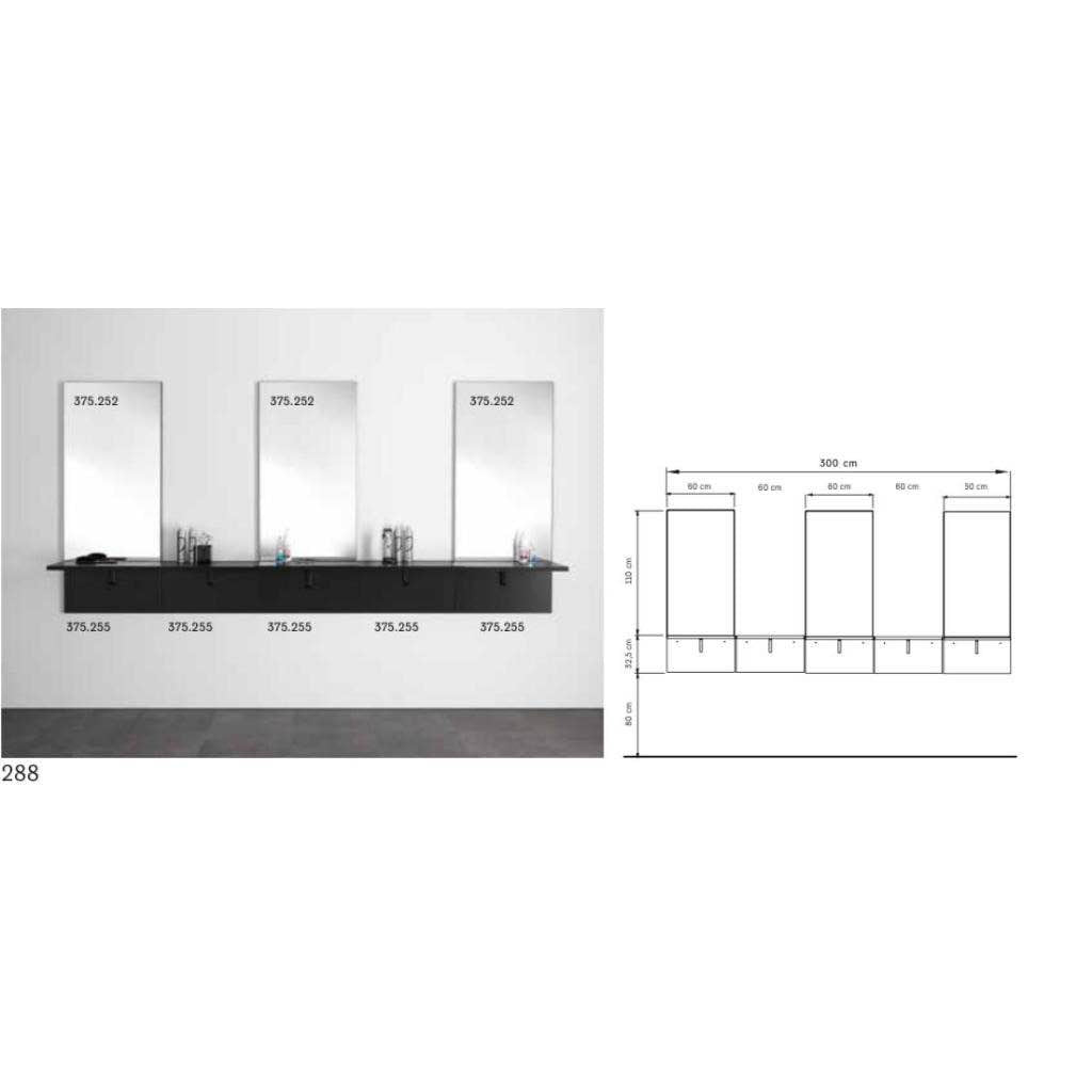 Postazione specchio tripla da salone