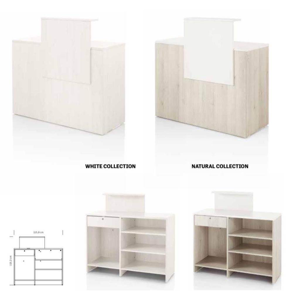 Bancone reception professionale White e Natural Collection
